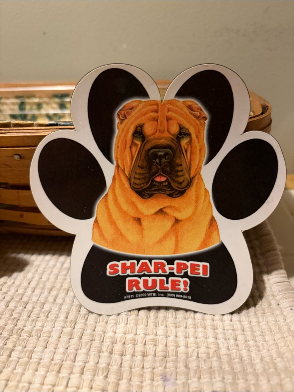 Shar-Pei Rule! Dog Paw Magnet – Orange Shar-Pei Design